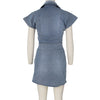 Streetwear Sleeveless High Slit Denim Skirt Set MALSOOA