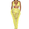 (New)Knitted Hollow out see-through Fringe Two Piece Set MALSOOA