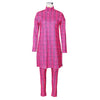 Women's Casual Houndstooth Print High-Neck Home Ladies Outfit Set MALSOOA