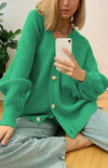 Candy Color Casual Loose Knit Button Cardigan MALSOOA