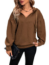 Women's new solid color knitted long hooded sweatshirt MALSOOA