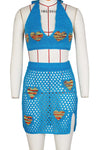 Hollow Knitted Beach Dress Suit MALSOOA