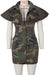 Lapel Camouflage Sheath Dress MALSOOA