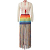 Colored Sun Rainbow Crochet Tassel Two Piece Set MALSOOA