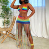 Colored Sun Rainbow Crochet Tassel Two Piece Set MALSOOA