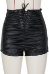 Lace Up Leather Biker Shorts MALSOOA