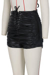 Lace Up Leather Biker Shorts MALSOOA