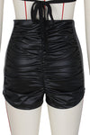 Lace Up Leather Biker Shorts MALSOOA