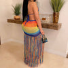 Colored Sun Rainbow Crochet Tassel Two Piece Set MALSOOA