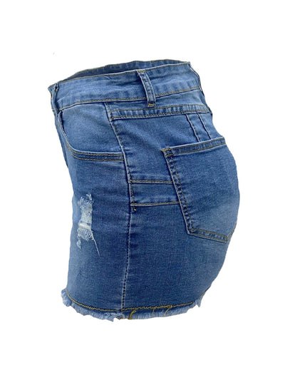 Fashion Scratched Shorts Jeans MALSOOA