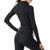 Drawstring Zipper Long Sleeves Sports Yoga Top-Black MALSOOA