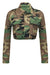 Camouflage Print Cropped Lapel Coat MALSOOA