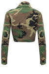 Camouflage Print Cropped Lapel Coat MALSOOA