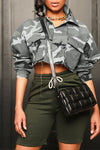 Camouflage Print Cropped Lapel Coat MALSOOA