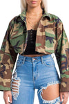 Camouflage Print Cropped Lapel Coat MALSOOA