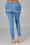 Stretchy Bandage Hollow-out Jeans MALSOOA