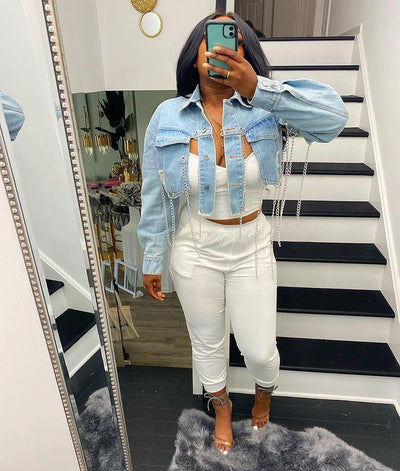 Short Slit Denim Jacket MALSOOA