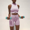 Ribbed Workout Sets Seamless High Neck Sport Bra 069+071 MALSOOA