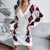 V Neck Plaid Print Knit Sweater Dresses MALSOOA