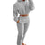 Solid Hooded Long Sleeve Two Pieces MALSOOA