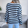 Striped Off Shoulder Casual Sweater MALSOOA