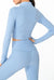Front Zip Long Sleeve Crop Gym Yoga Top-Sky blue MALSOOA