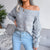 One-neck Off-the-shoulder Hollow out Casual Knitted Sweater MALSOOA
