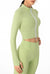 Front Zip Long Sleeve Crop Gym Yoga Top-Green MALSOOA