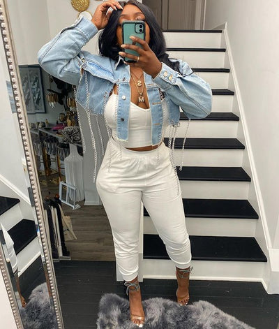 Short Slit Denim Jacket MALSOOA