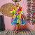 Deep V Neck Colorful Nightclub Dress MALSOOA
