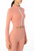 Front Zip Long Sleeve Crop Gym Yoga Top-Pink orange MALSOOA