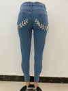Stretchy Bandage Hollow-out Jeans MALSOOA