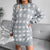 Casual Lantern Sleeve Houndstooth Knitted Sweater Dress MALSOOA