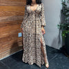 Women's Long Sleeve Backless Snake Print Casual Maxi Dresses MALSOOA