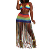 Colored Sun Rainbow Crochet Tassel Two Piece Set MALSOOA