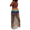 Colored Sun Rainbow Crochet Tassel Two Piece Set MALSOOA